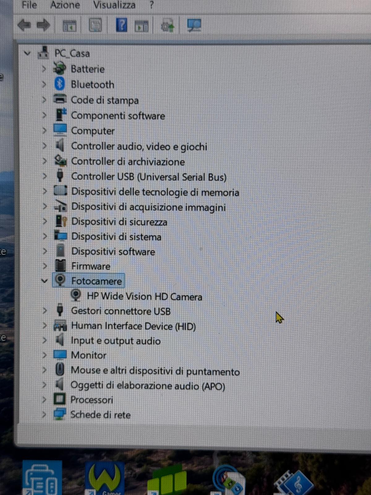 Gestione Dispositivi Windows - HP Wide Vision HD Camera rilevata dopo sostituzione